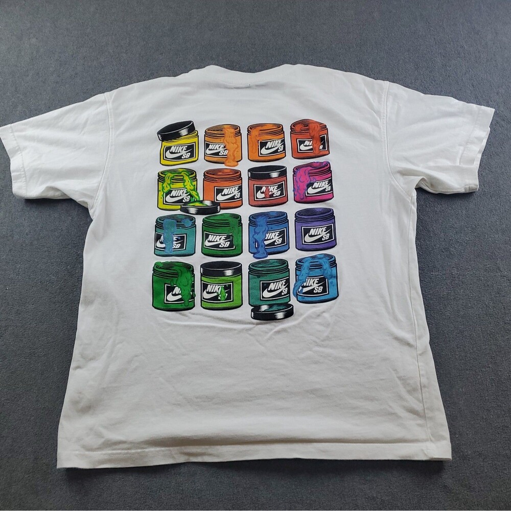 The Nike SB Tshirt Graphic Tee Men Size Small Paint Design Color White